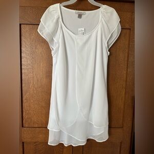 Roz & Ali White Layered Blouse